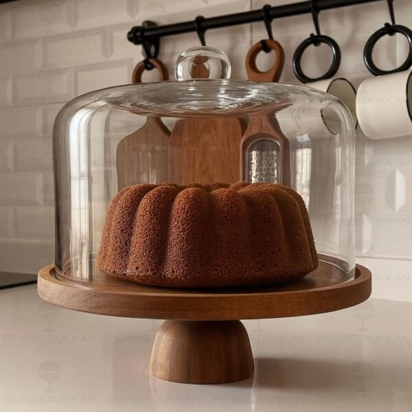 BÜYÜK BELLA AYAKLI AKASYA STANDLI, CAM PASTA & KEK FANUSU (240057)