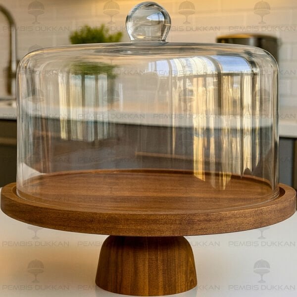 BÜYÜK BELLA AYAKLI AKASYA STANDLI, CAM PASTA & KEK FANUSU (240057)
