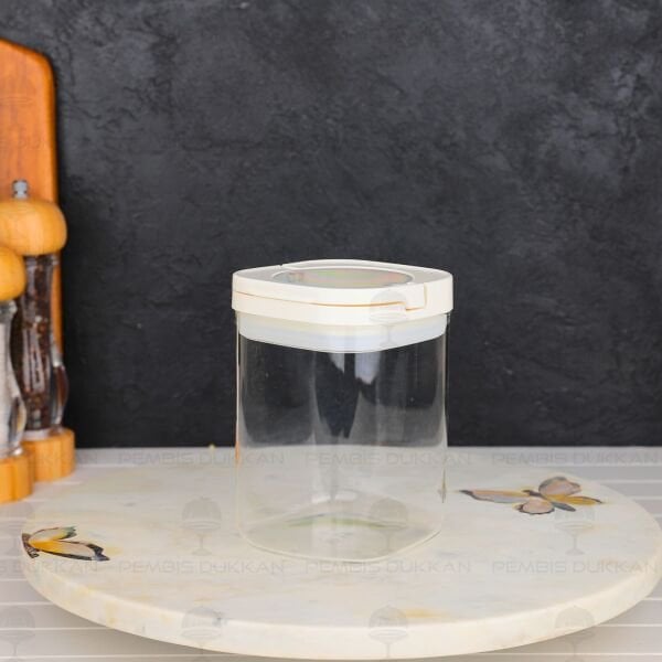 BEYAZ KARE TESORA 900ML VAKUM KAPAK CAM KAVANOZ (88502)