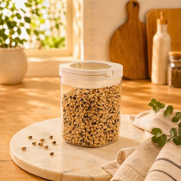 BEYAZ KARE TESORA 900ML VAKUM KAPAK CAM KAVANOZ (88502)