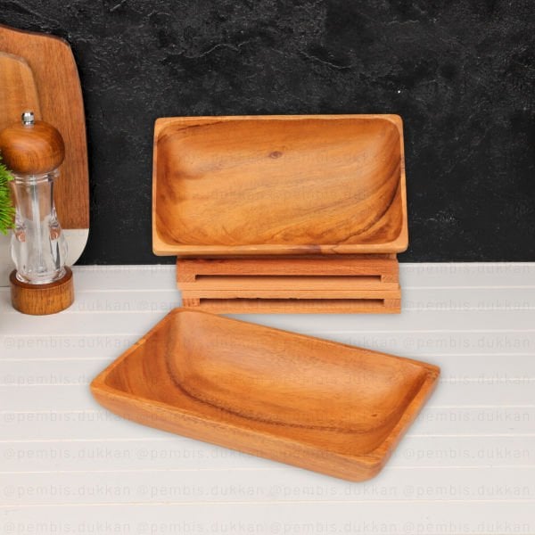 1 ADET FİLİPİN AKASYASI DİKDÖRTGEN DERİN ORTA SALATA & MEZE SERVİS, KAYIK (AKS104)