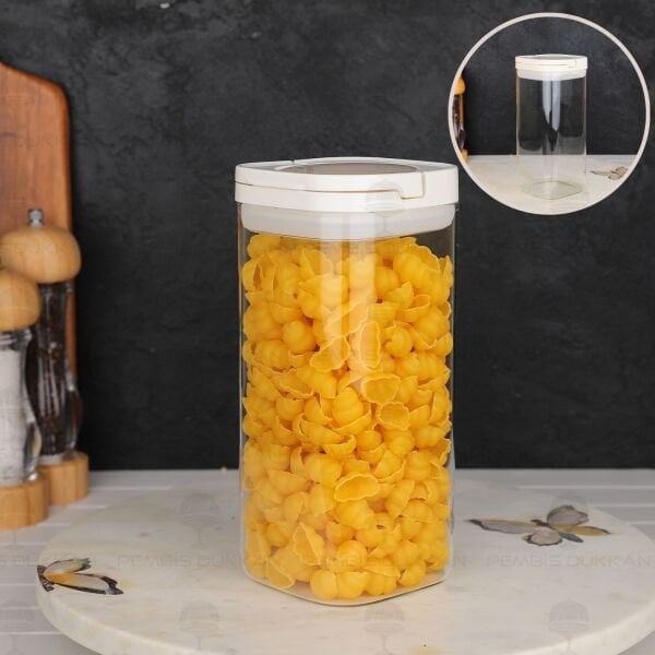 BEYAZ KARE TESORA 1500ML VAKUM KAPAKLI CAM KAVANOZ (88504)