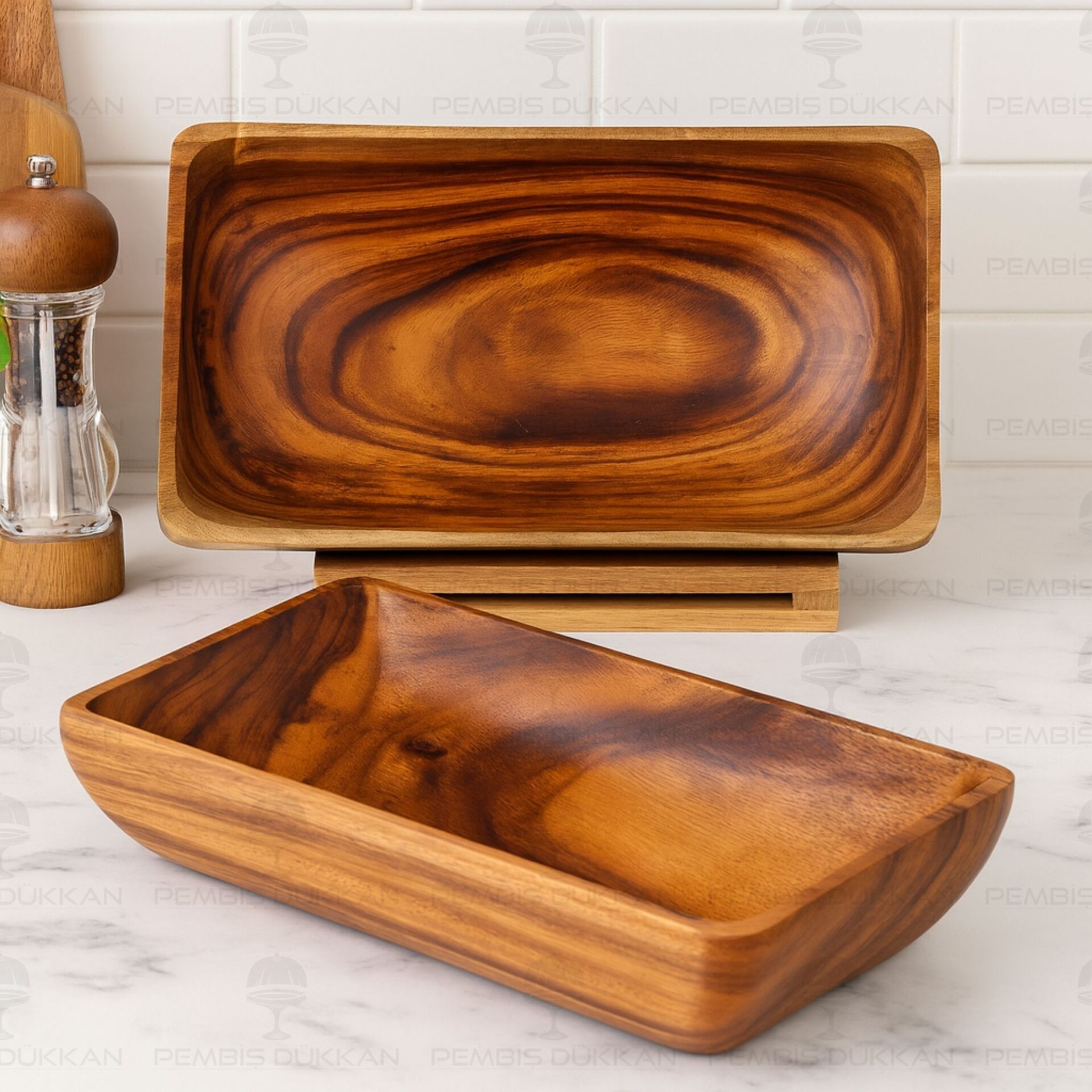 1 ADET FİLİPİN AKASYASI DİKDÖRTGEN DERİN BÜYÜK SALATA SERVİS & MEYVELİK KAYIK (AKS103)