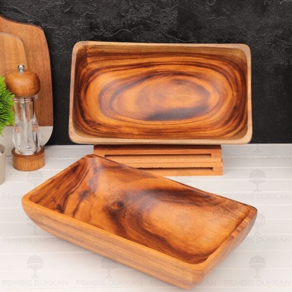 1 ADET FİLİPİN AKASYASI DİKDÖRTGEN DERİN BÜYÜK SALATA SERVİS & MEYVELİK KAYIK (AKS103)