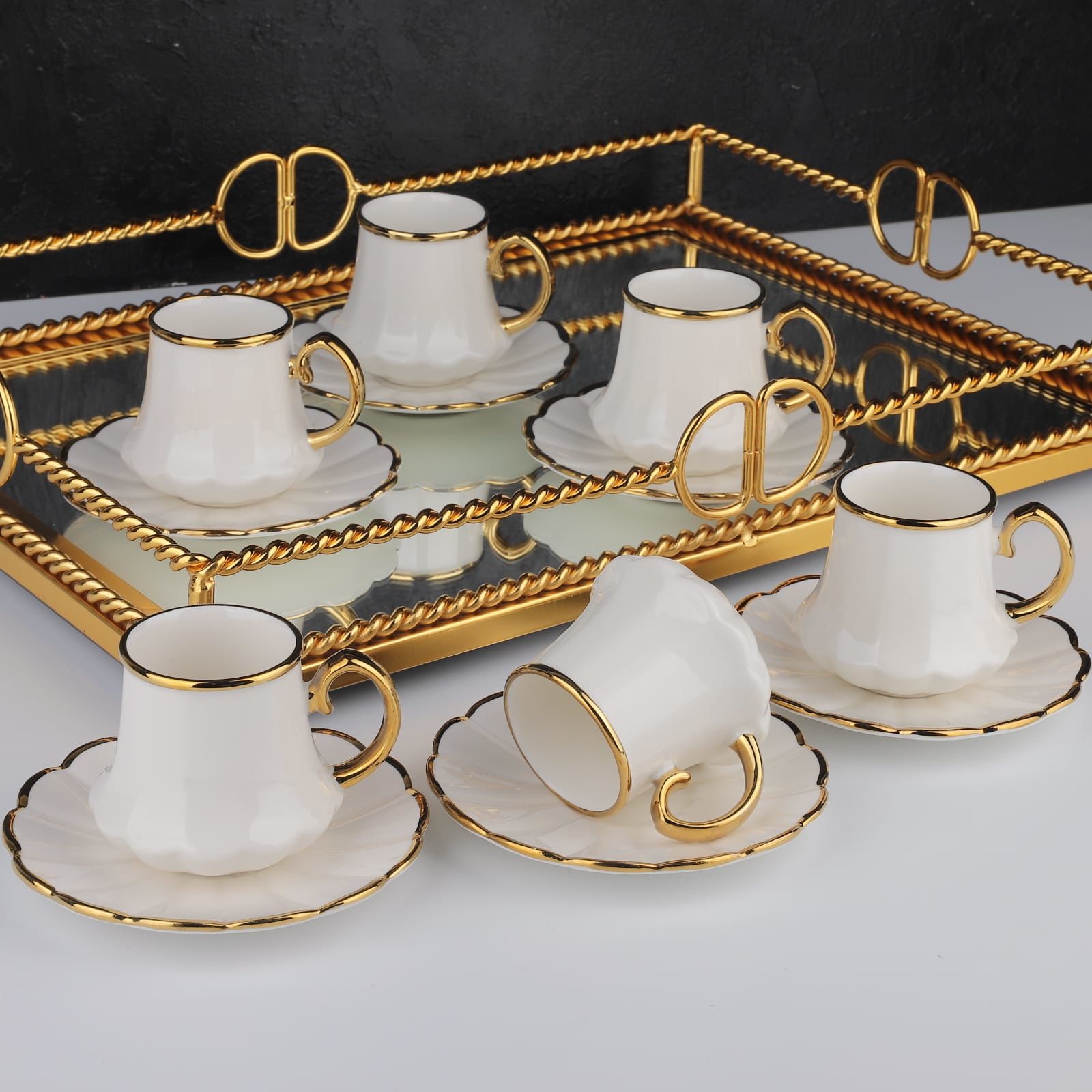 6 KİŞİLİK DELPHİN BEYAZ FİNCAN TAKIMI