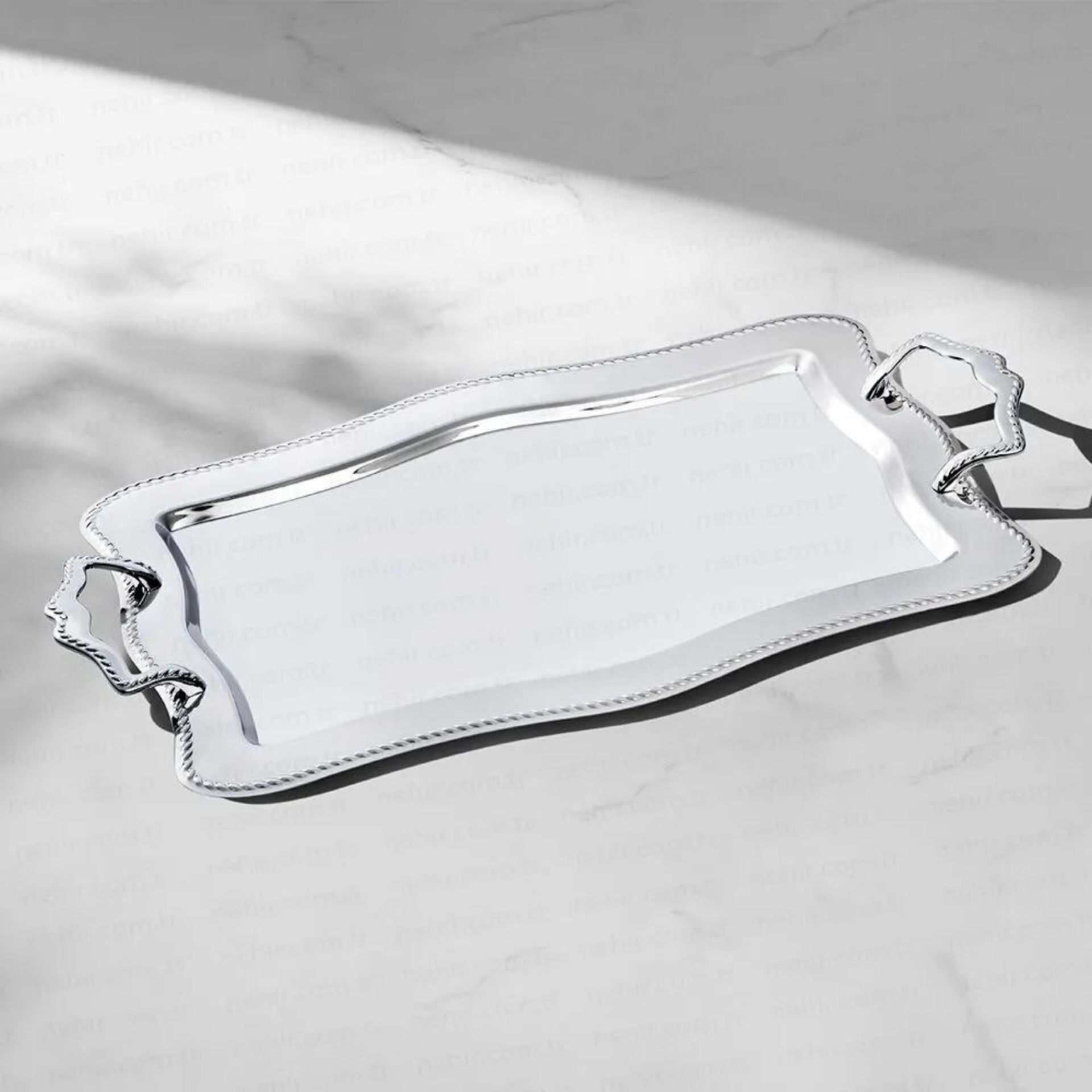 NEHİR ZİNCİR SADE ÇELİK  KAHVE TEPSİ