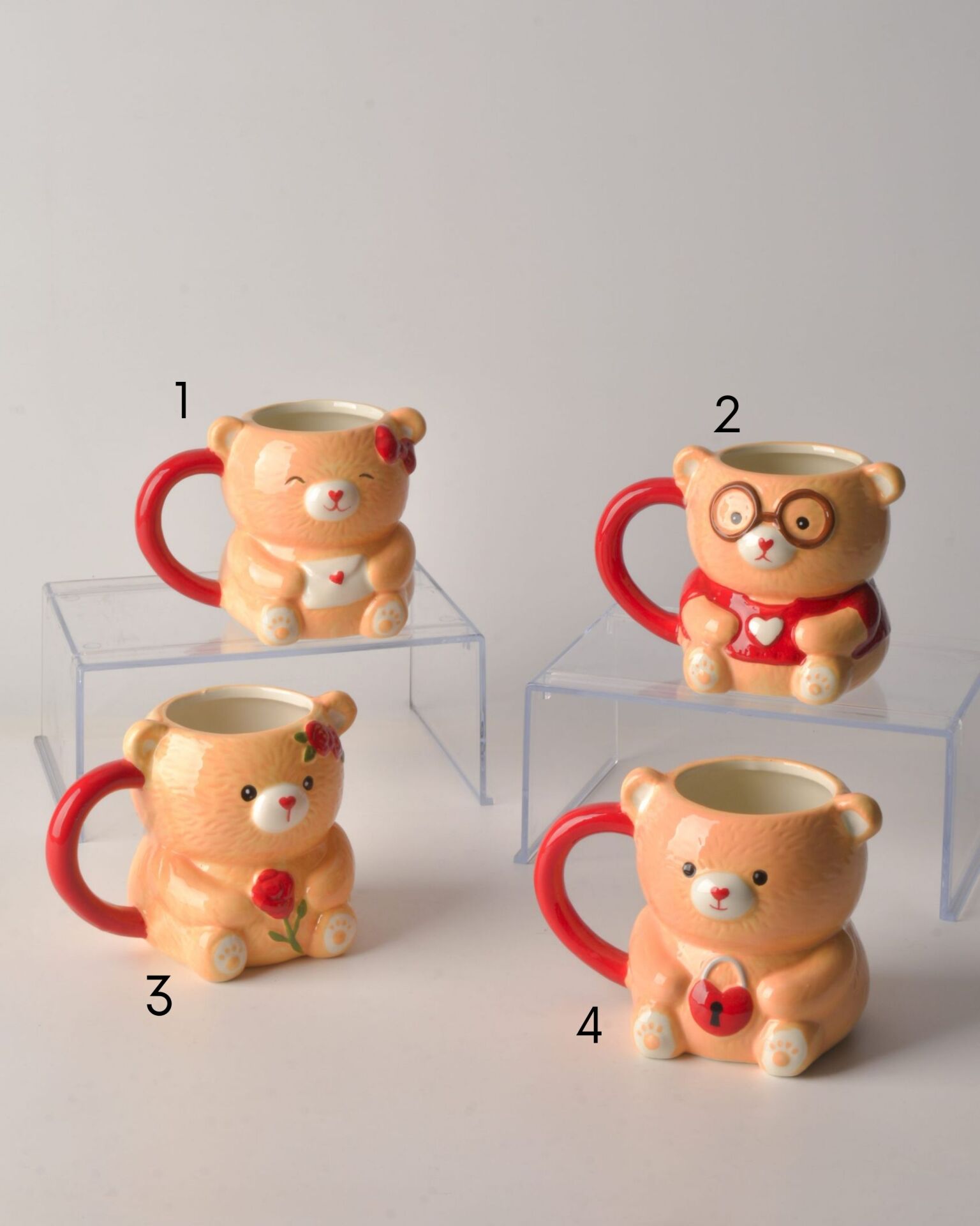 1 ADET 3D AYICIK SEVGILI SERAMİK KUPA (24509) (MODEL SEÇİNİZ)