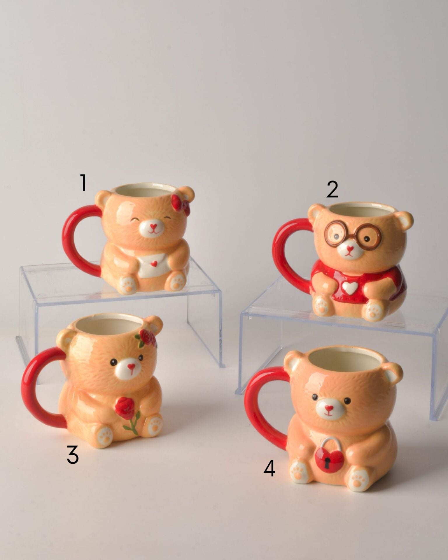 1 ADET 3D AYICIK SEVGILI SERAMİK KUPA (24509) (MODEL SEÇİNİZ)