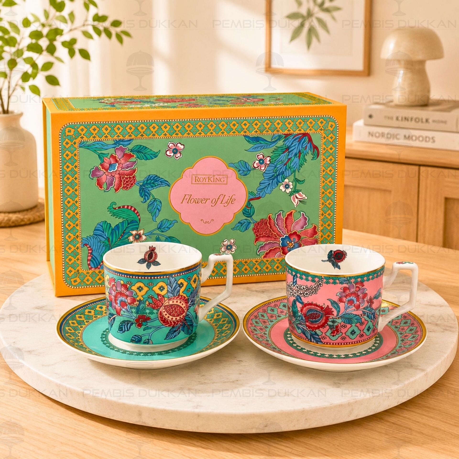 FLOWER OF LİFE 2 KİŞİLİK KAHVE FİNCAN TAKIMI (016)