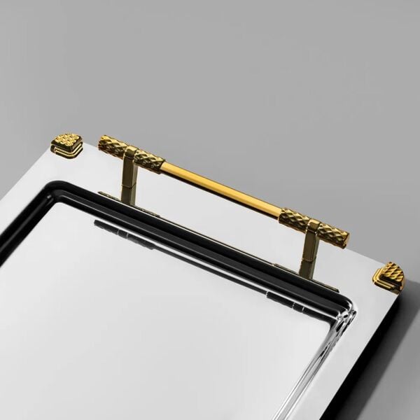 NEHİR PARİS ALTIN SATEN ÇELİK ÇAY TEPSİSİ