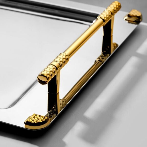 NEHİR PARİS ALTIN SATEN ÇELİK ÇAY TEPSİSİ