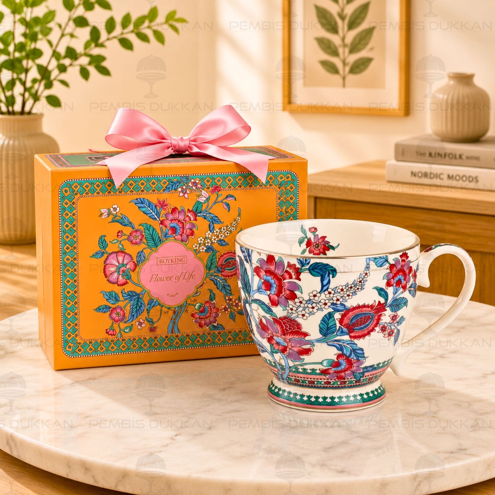 FLOWER OF LİFE PORSELEN KUPA (008)