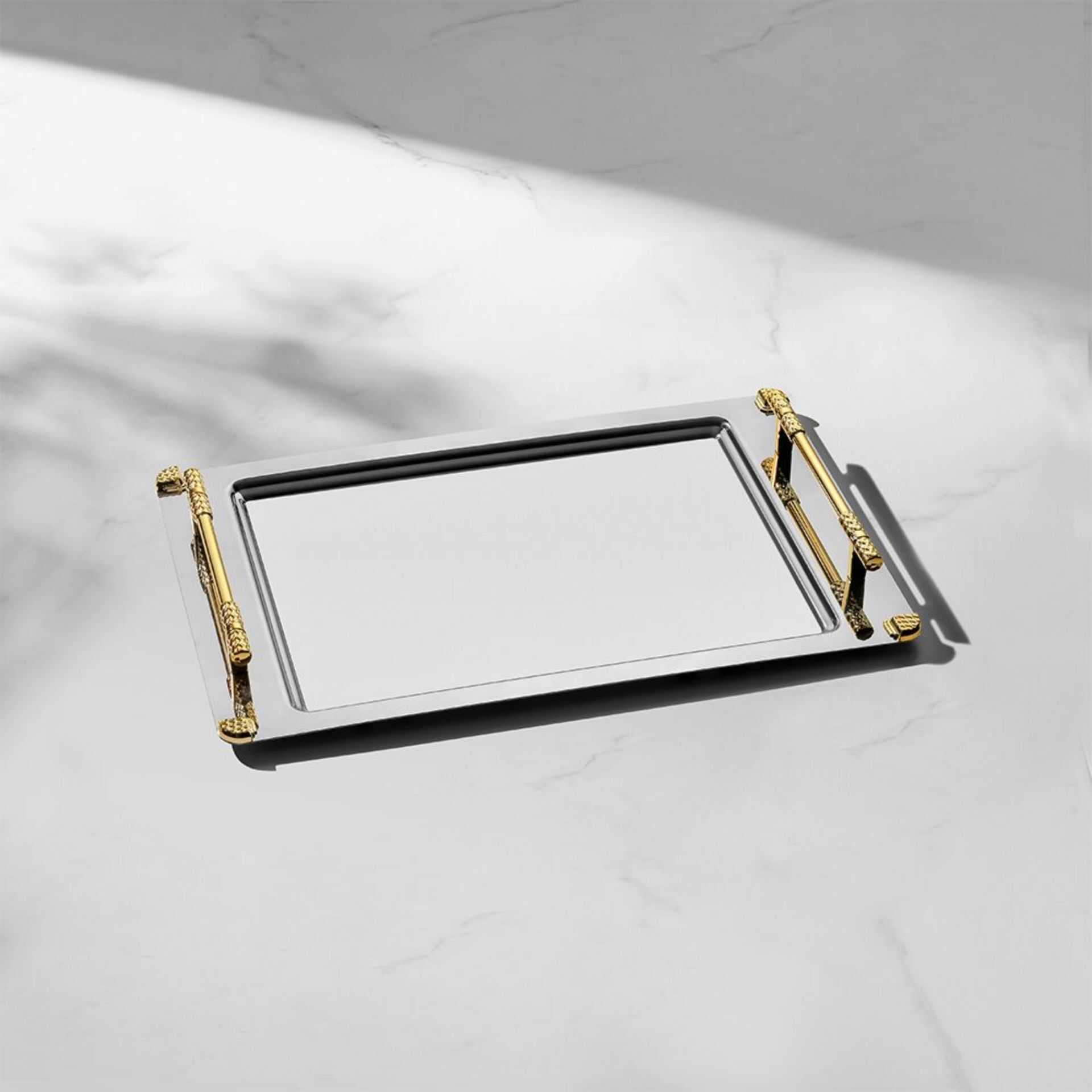 NEHİR PARİS ALTIN SATEN ÇELİK KAHVE TEPSİSİ