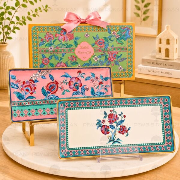 FLOWER OF LİFE 26.5CM 2Lİ DİKDÖRTGEN TABAK SET (001)