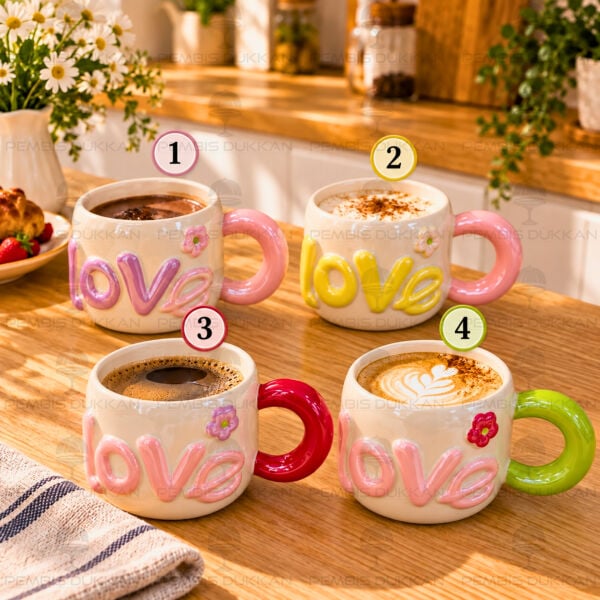 1 Adet Dear 450ml Lüsterli Seramik Kupa (0117) (Numara Seçiniz)