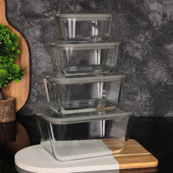 1 ADET ARW FRUTA SİLİKON KAPAKLI CAM SAKLAMA KABI 800ML GRİ (1055)