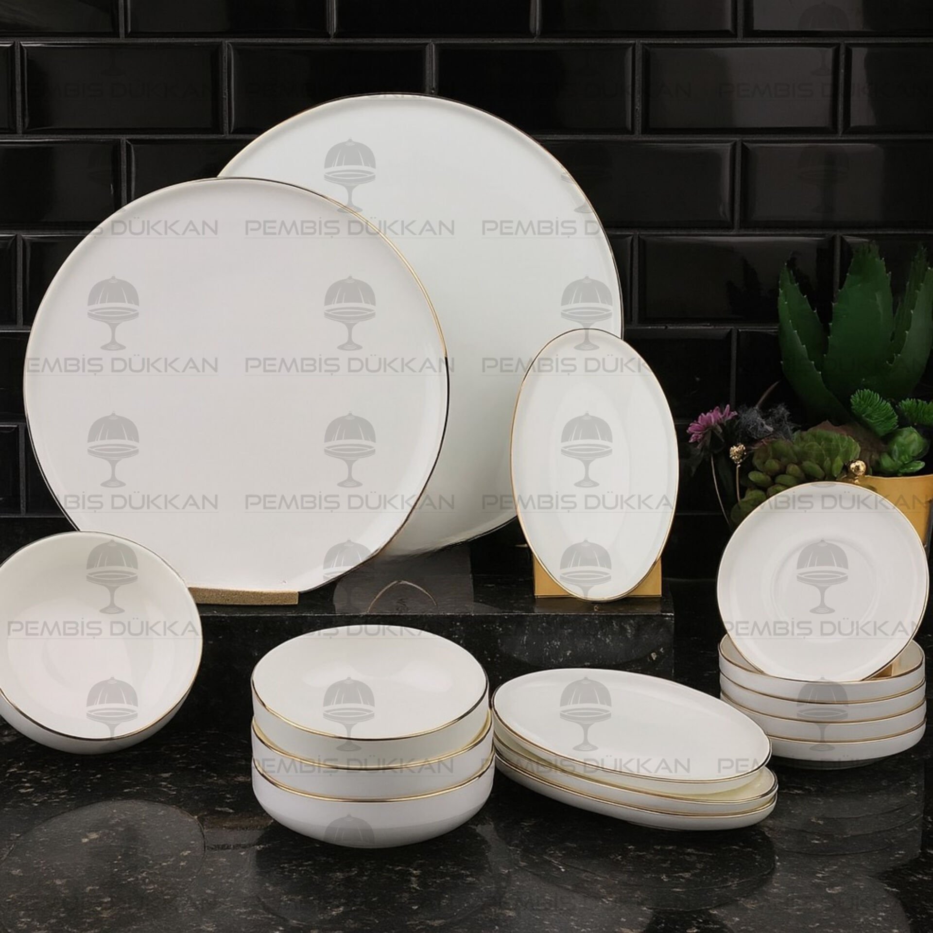 6 Kişilik 21 Parça Bonjela Gold İnce Porselen Kahvaltı Takımı