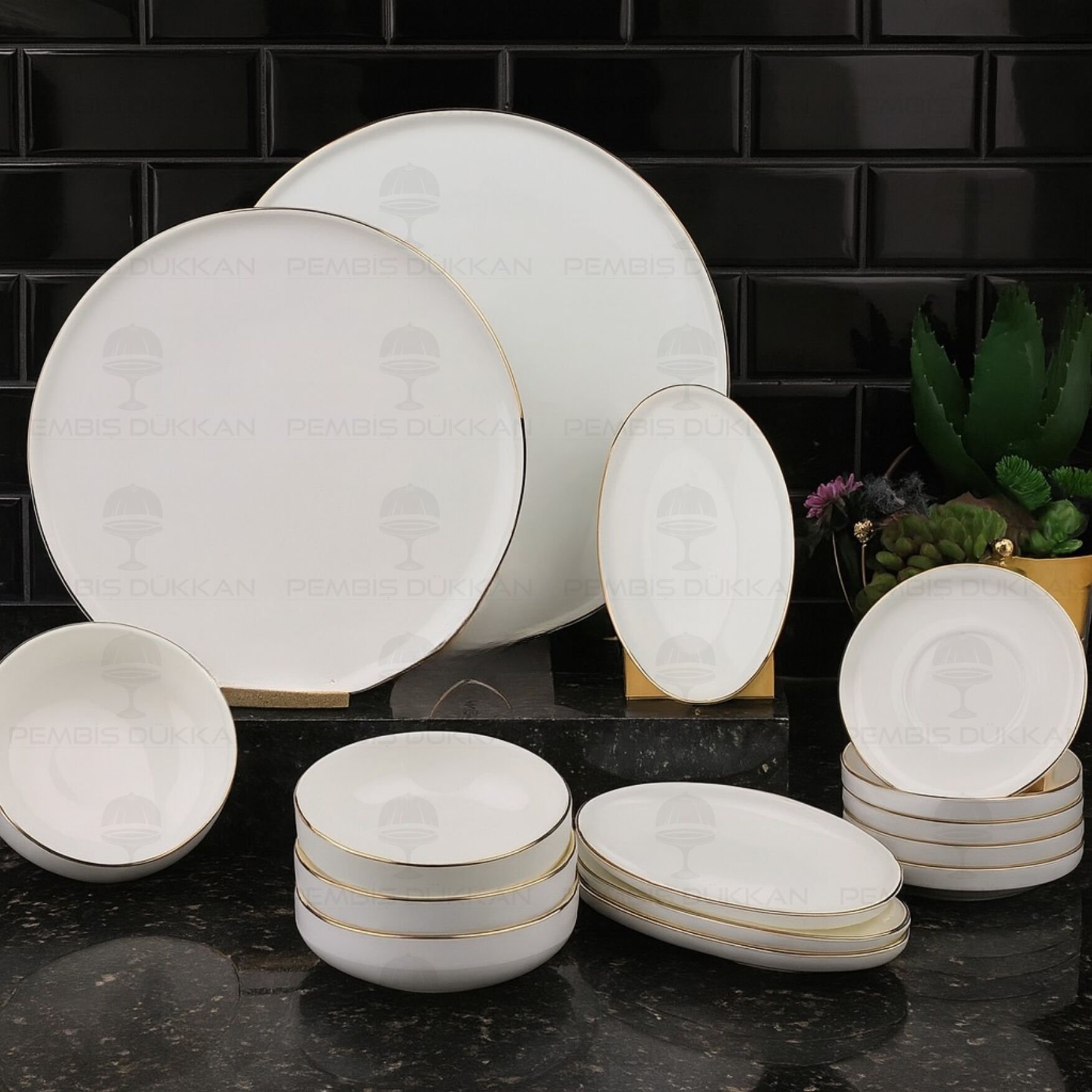6 Kişilik 21 Parça Bonjela Gold İnce Porselen Kahvaltı Takımı