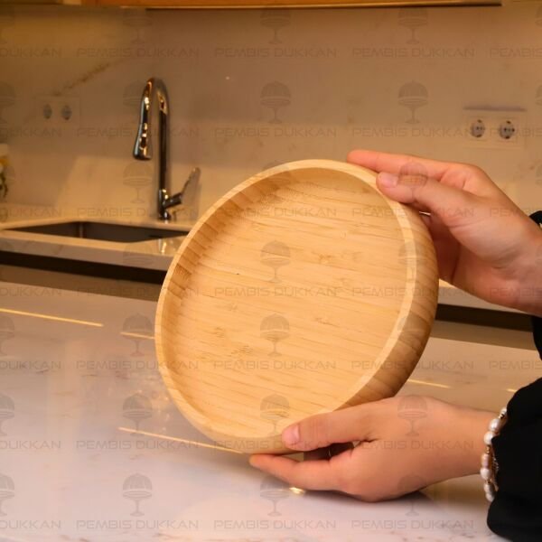 Bambu Yuvarlak 22 cm Basık Kase 7B273