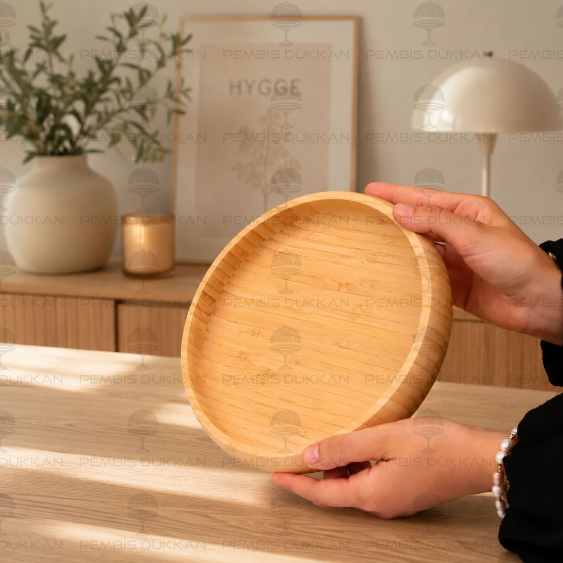 Bambu Yuvarlak 22 cm Basık Kase 7B273