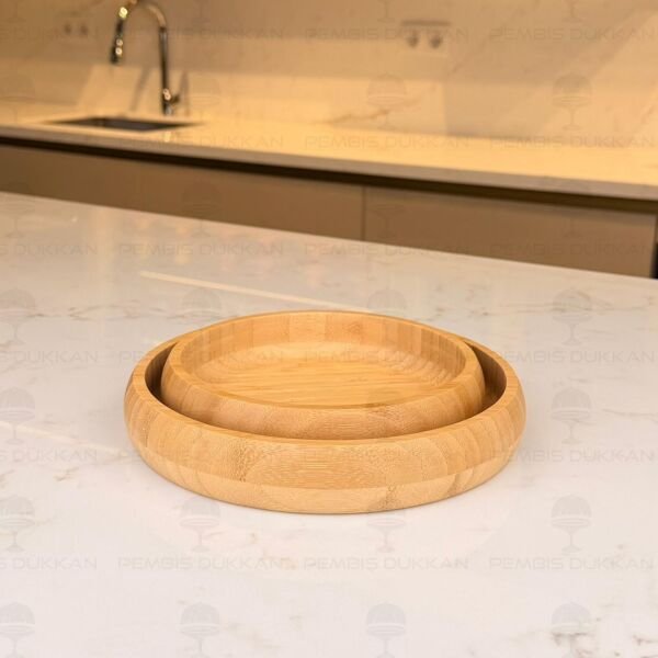 Bambu Yuvarlak 22 cm Basık Kase 7B273