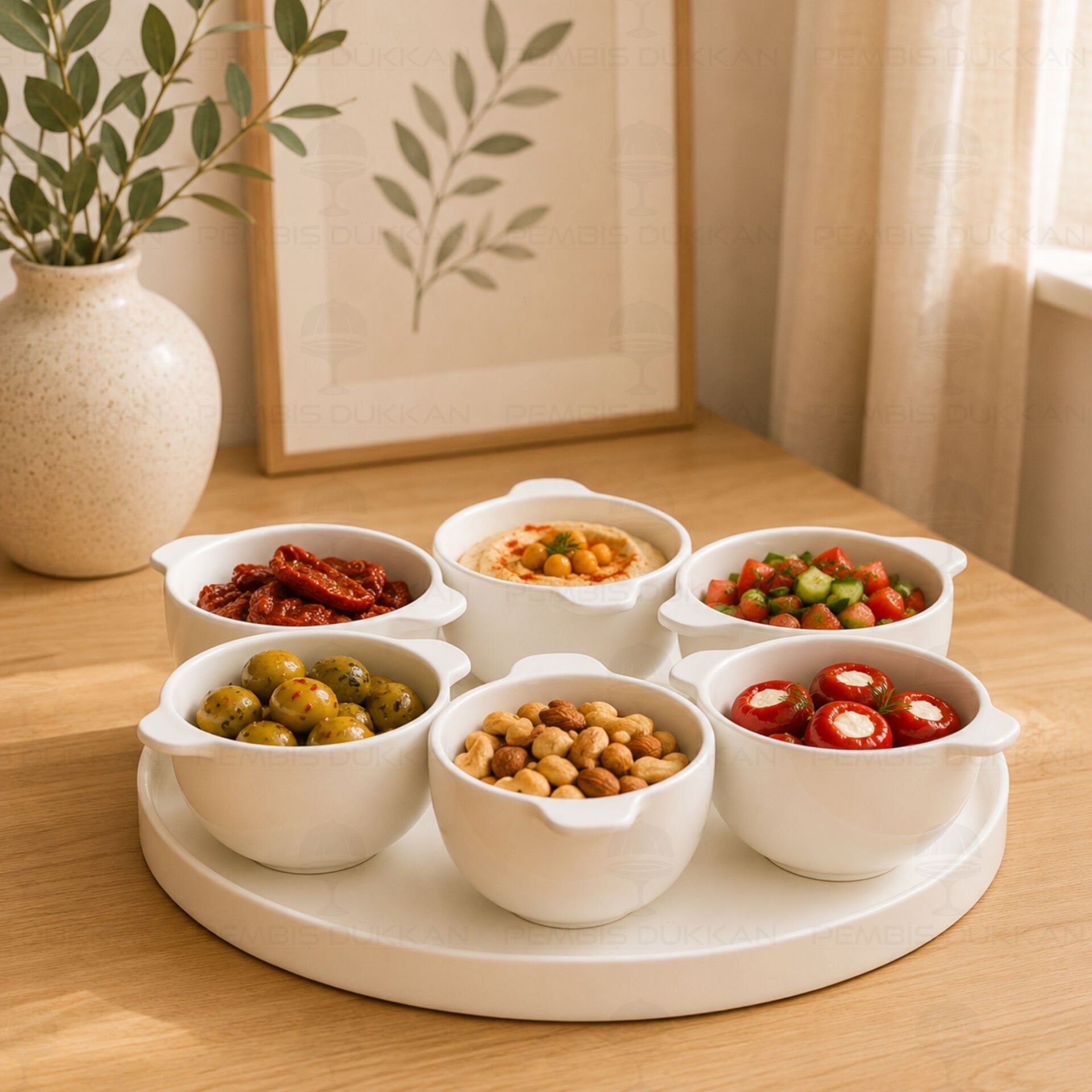LOTUS MASA ORTASI PORSELEN ALTLIKLI, ÇEREZ & REÇELLİK KOMBİN SET 12 (G3479)