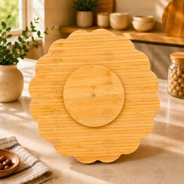 Bambu 31 cm Papatya Yuvarlak Döner Mekanizmalı Peynir Tabağı 7B257