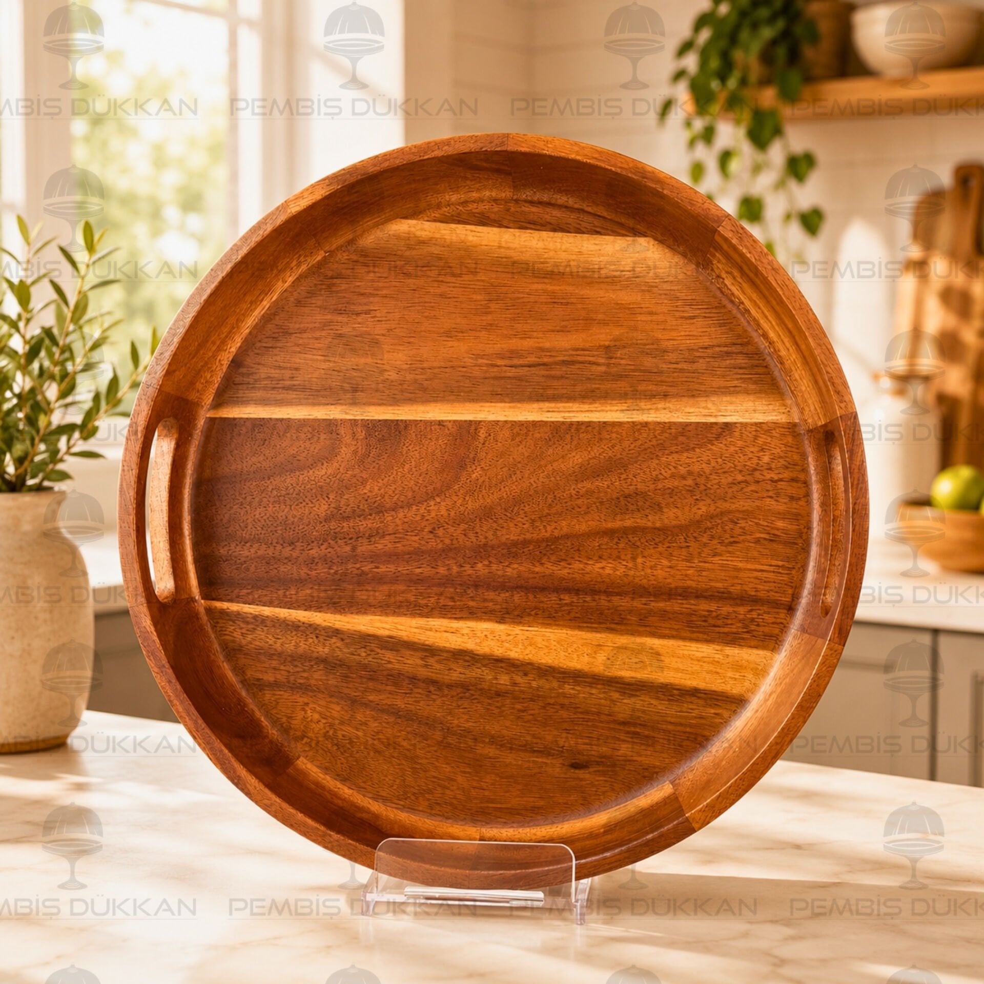 AKASYA YUVARLAK 33CM KULPLU TEPSİ (7B282)