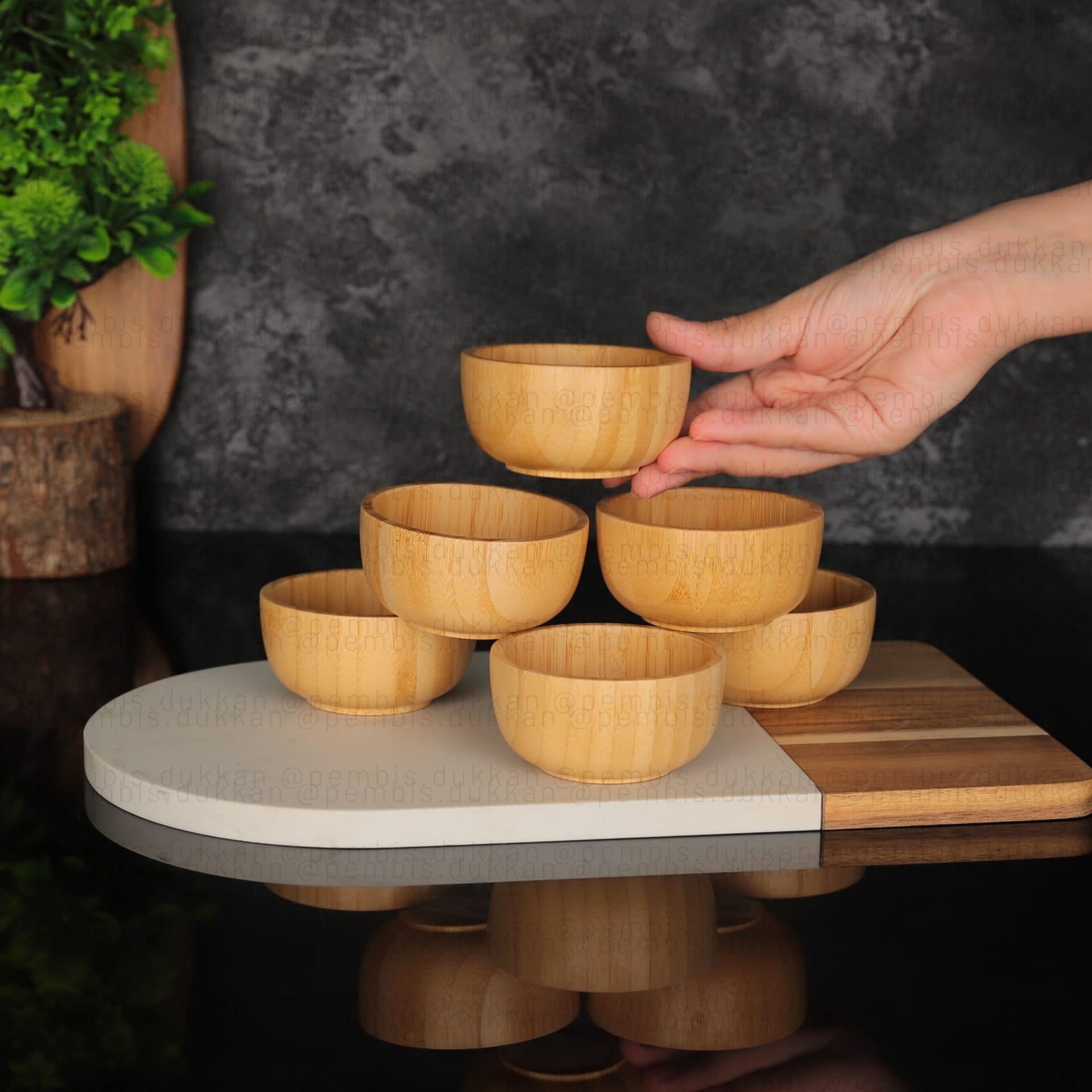 1 ADET BAMBU YUVARLAK 8CM KÜÇÜK ÇEREZLİK REÇELLİK (0938)