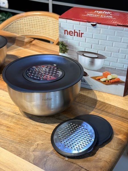 24CM KAPAKLI, RENDELİ 5Lİ ÇELİK KARIŞTIRMA KABI (NHR)