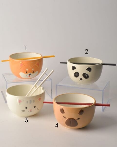 1 Adet 3d Hayvan Fıgürlü Noodle Seramik Kase (24513) (Model Seçiniz)
