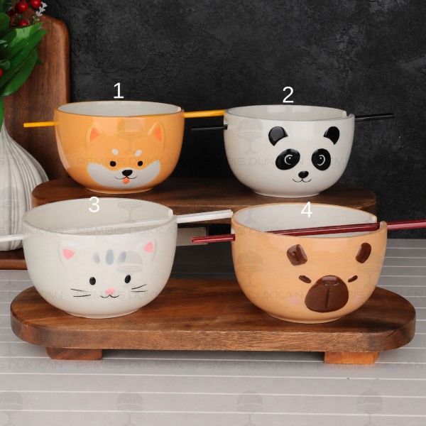 1 Adet 3d Hayvan Fıgürlü Noodle Seramik Kase (24513) (Model Seçiniz)