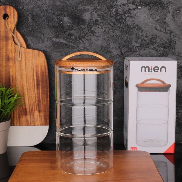 LUVA 1200ML AKASYA KAPAKLI, YATAY BOĞUMLU KAVANOZ (HJ132)