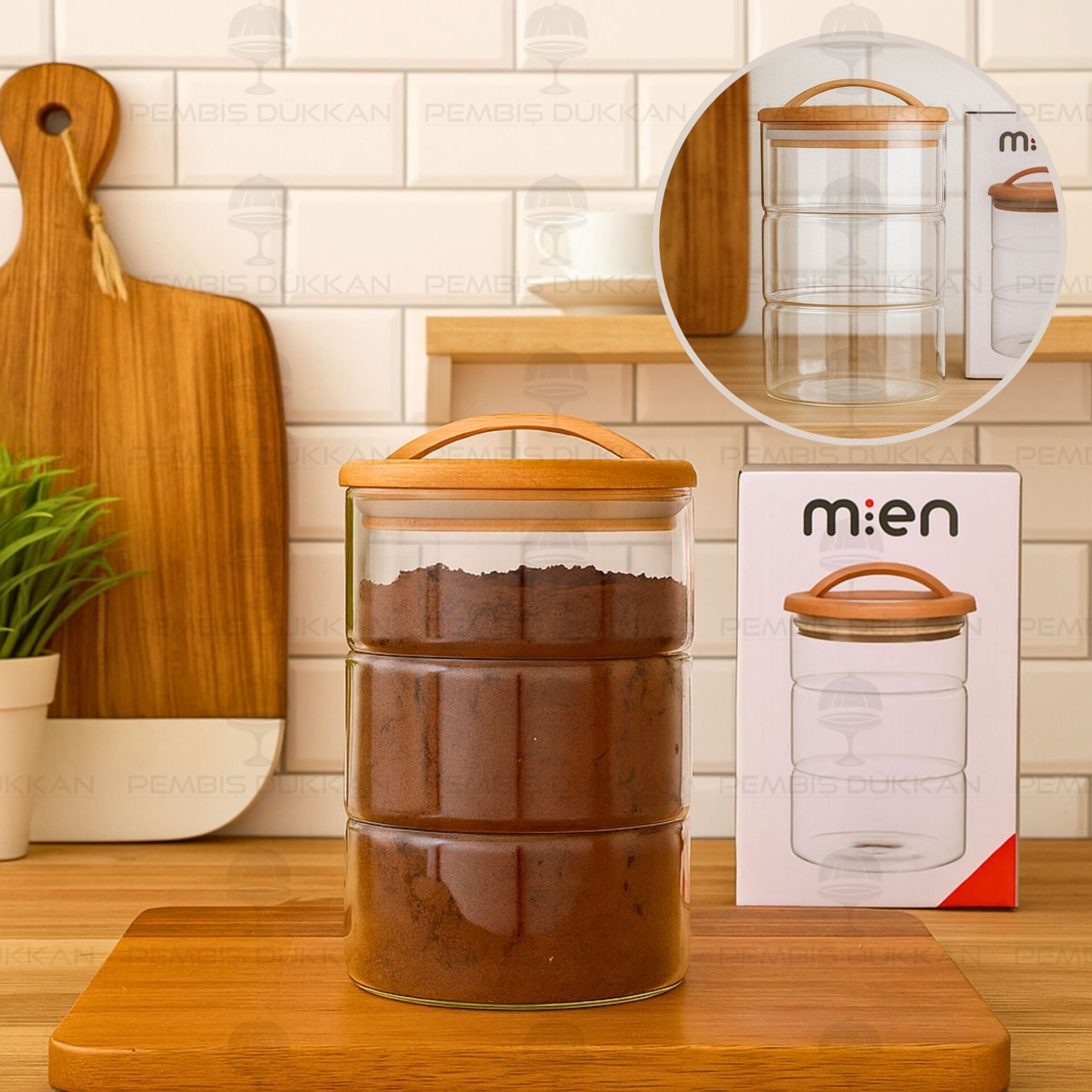 LUVA 950ML AKASYA KAPAKLI, YATAY BOĞUMLU KAVANOZ (HJ131)