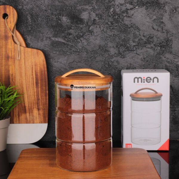 LUVA 950ML AKASYA KAPAKLI, YATAY BOĞUMLU KAVANOZ (HJ131)