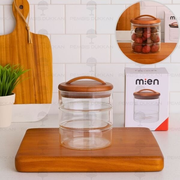 LUVA 600ML AKASYA KAPAKLI, YATAY BOĞUMLU KAVANOZ (HJ130)