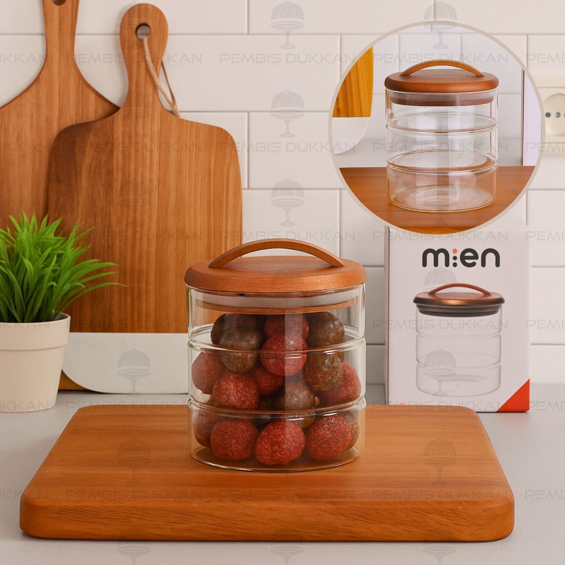 LUVA 600ML AKASYA KAPAKLI, YATAY BOĞUMLU KAVANOZ (HJ130)