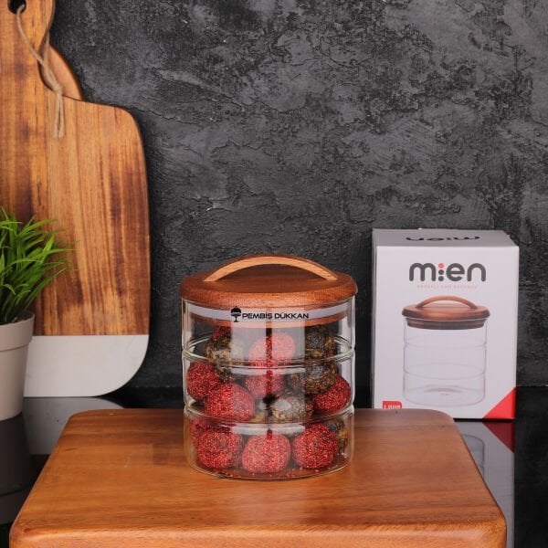 1 ADET 600 ML LUVA AKASYA KAPAKLI KÜÇÜK BOY KAVANOZ (HJ-130)