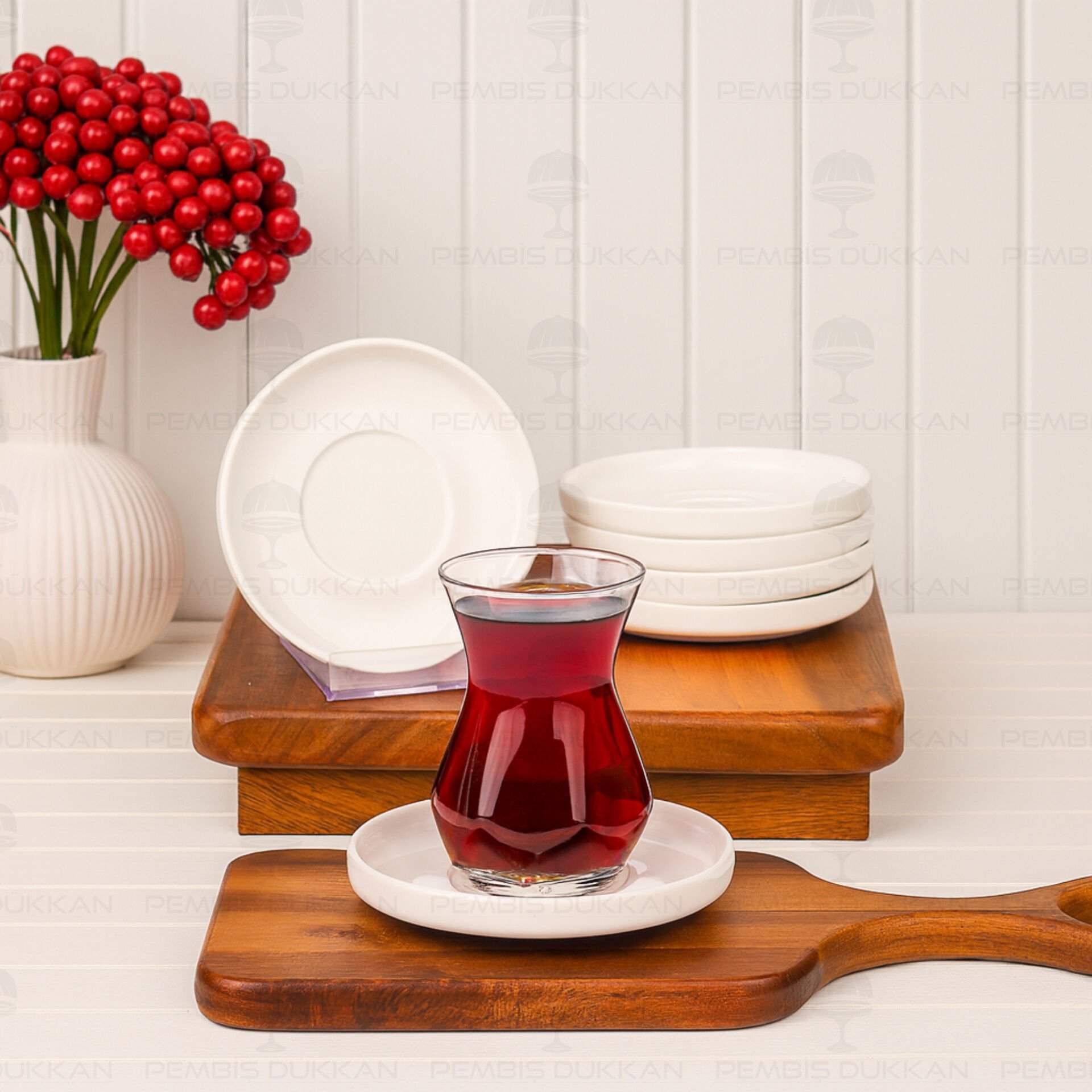 6 ADET BONE PORSELEN BONJELA SADE ÇAY TABAĞI (4011)