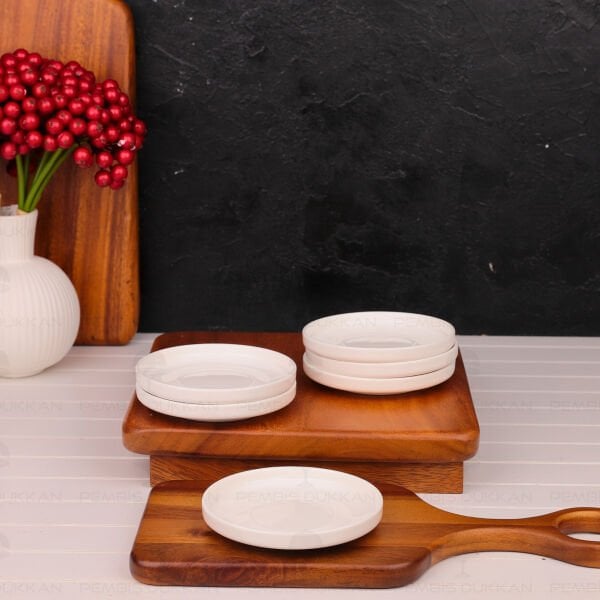 6 ADET BONE PORSELEN BONJELA SADE ÇAY TABAĞI (4011)