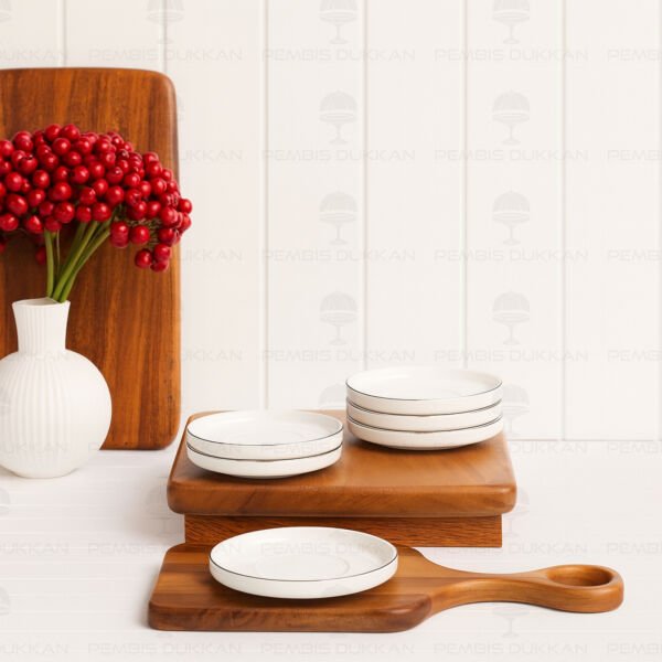 6 ADET BONE PORSELEN BONJELA ALTIN YALDIZLI ÇAY TABAĞI (4012)