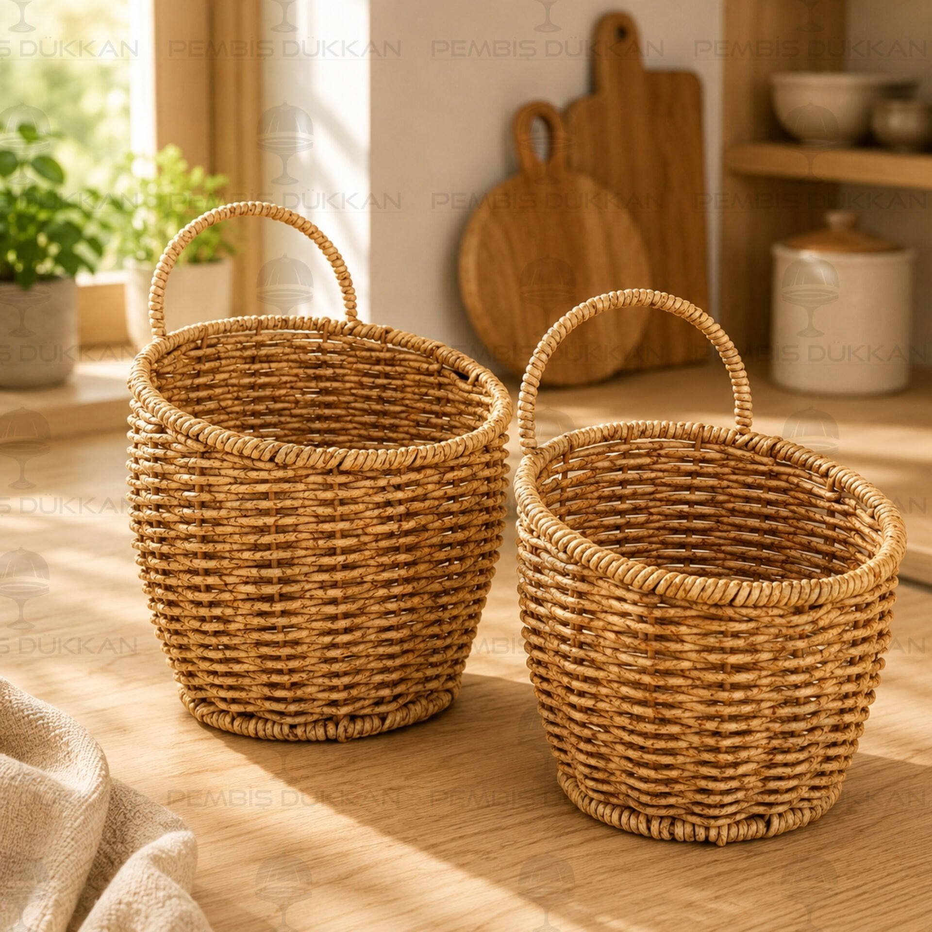 2Lİ RATTAN ASKILI KÜÇÜK SEPET (1442)