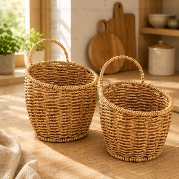 2Lİ RATTAN ASKILI KÜÇÜK SEPET (1442)