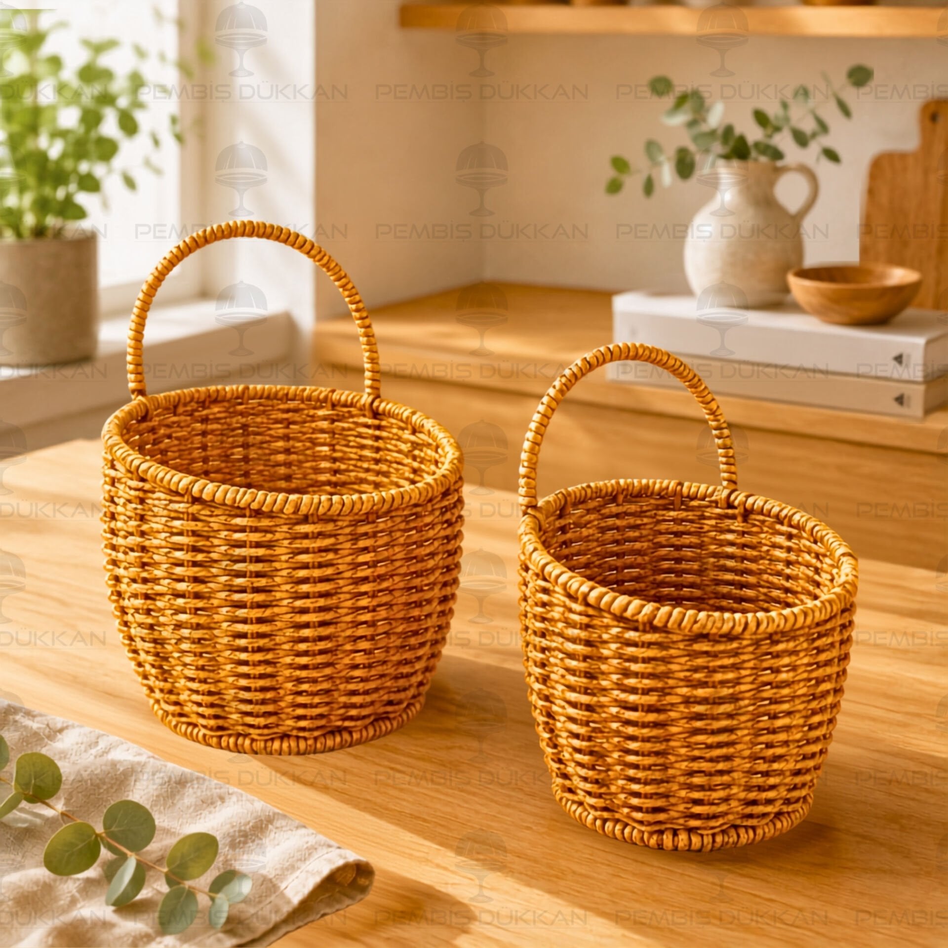 2Lİ RATTAN ASKILI KÜÇÜK SEPET (1442)