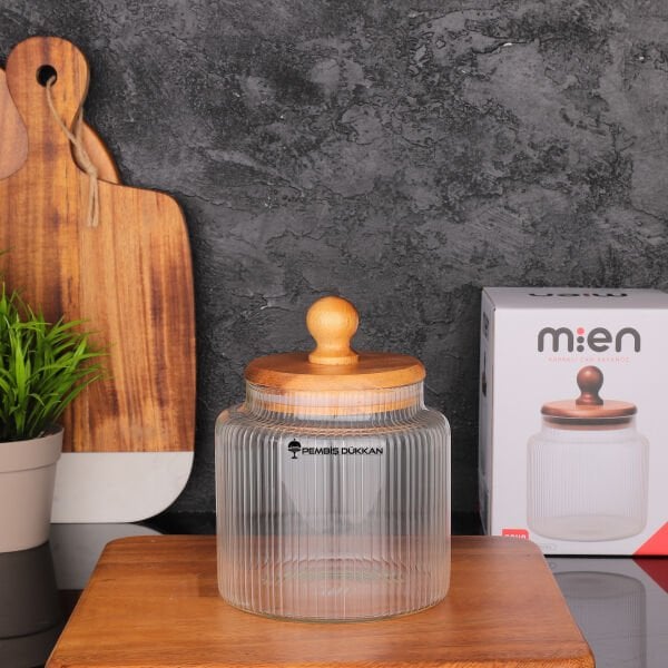 1 ADET TOFİ 900ML AKASYA KAPAKLI KÜÇÜK BOY KAVANOZ (HJ-151)