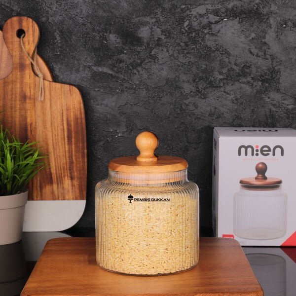 1 ADET TOFİ 900ML AKASYA KAPAKLI KÜÇÜK BOY KAVANOZ (HJ-151)