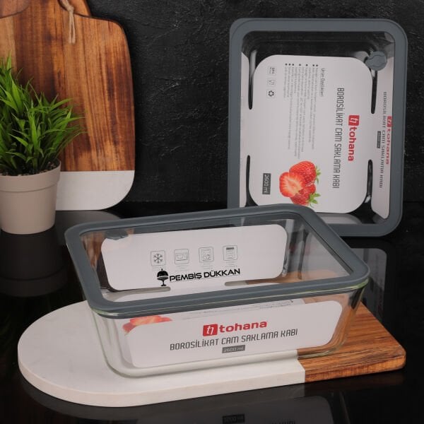 1 ADET GRİ BASIK 2600ML SİLİKON VAKUMLU, CAM SAKLAMA KABI (THN 83362)