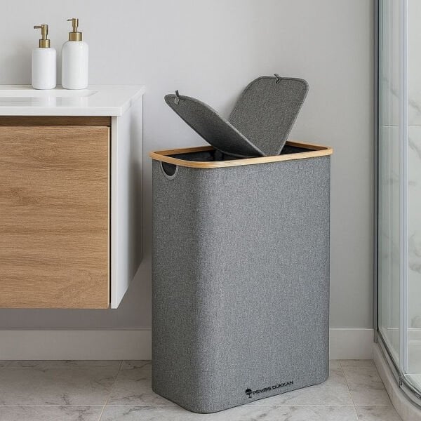 2 BÖLMELİ KATLANABİLİR, 100 LİTRE ÇAMAŞIR SEPETİ (6K02)