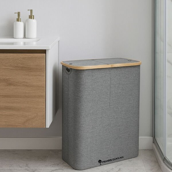 MİEN KATLANIR 2 BÖLMELİ 100 LİTRE ÇAMAŞIR SEPETİ 6K02