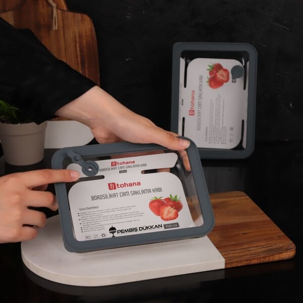 THN 700 ML SİLİKON KAPAKLI SAKLAMA KABI GRİ (83360)